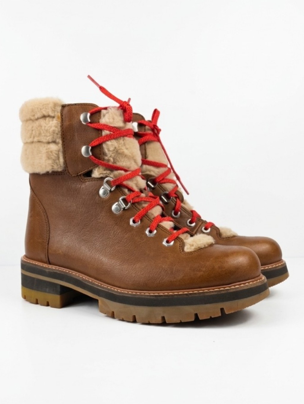 Clarks Orianna Chunky Fur Top Leather Hiker Women's Boots Size 9